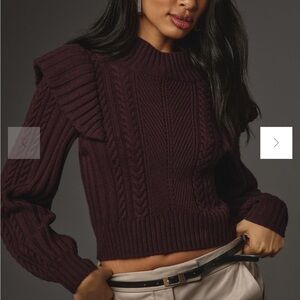 Paige Kate Cable-Knit Ruffle Sweater